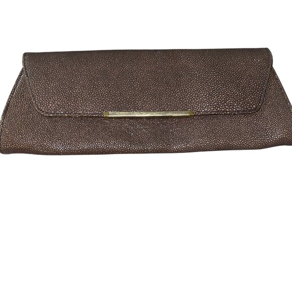 Abas Vintage Womens Clutch Bag Brown Stingray Foldover Envelope Style - Picture 10 of 10